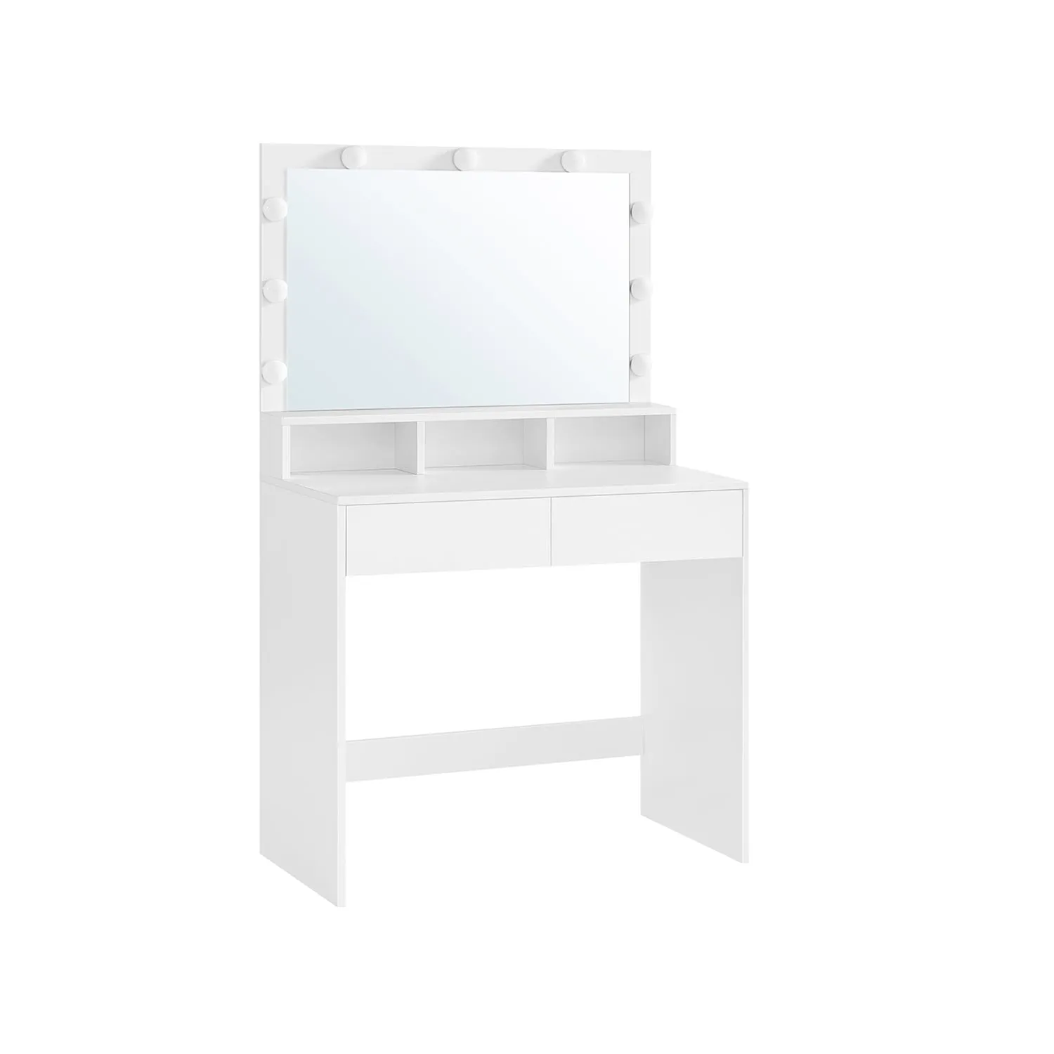 Tavolo da Toletta per Camera da Letto con Specchio e Luci Bianco