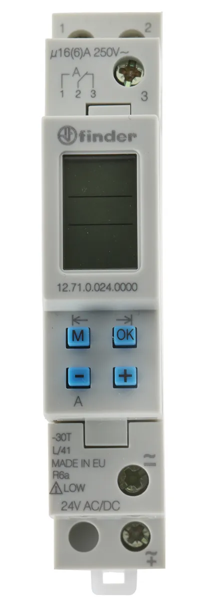 Temporizzatore Finder, SPDT, 24 V ca/cc, 1 canale, Minuti