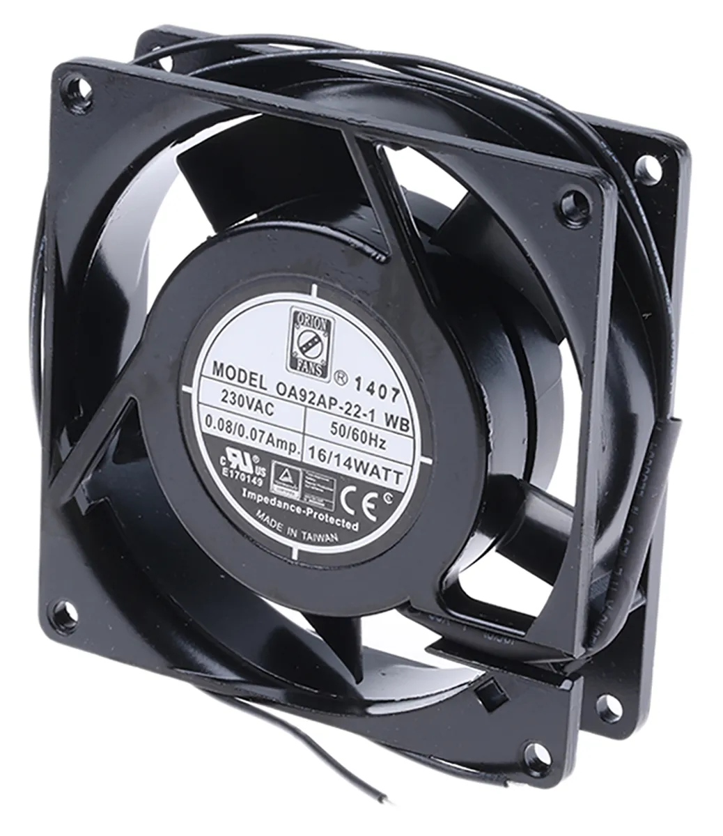 Ventola assiale in c.a. RS PRO, 59.5m³/h, 230 V c.a., 92 x 92 x 26mm