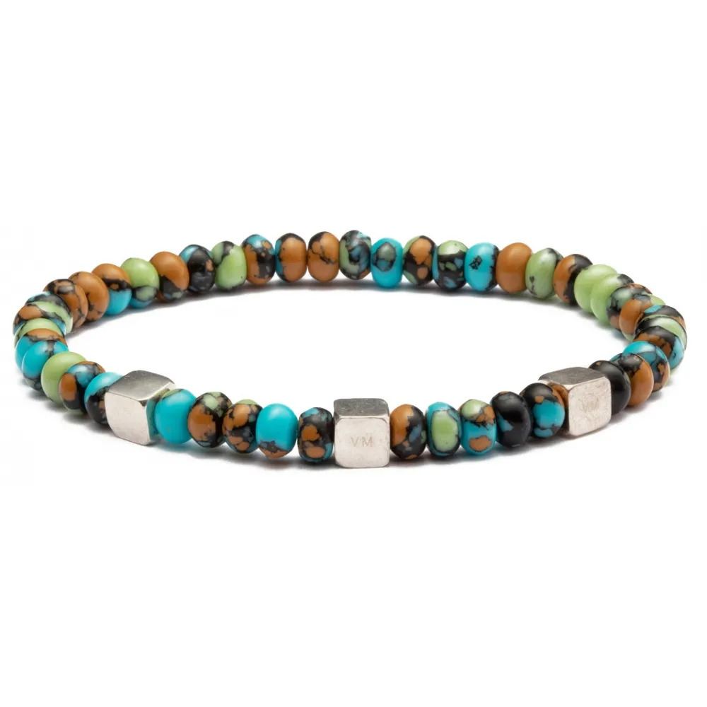 Viola Milano - Bracciale Quadrato Argento Pietre Preziose - Mescolare Colore - Handmade in Italy - Luxury Exclusive Collection