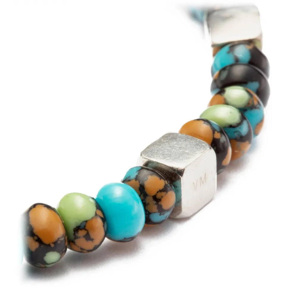 Viola Milano - Bracciale Quadrato Argento Pietre Preziose - Mescolare Colore - Handmade in Italy - Luxury Exclusive Collection