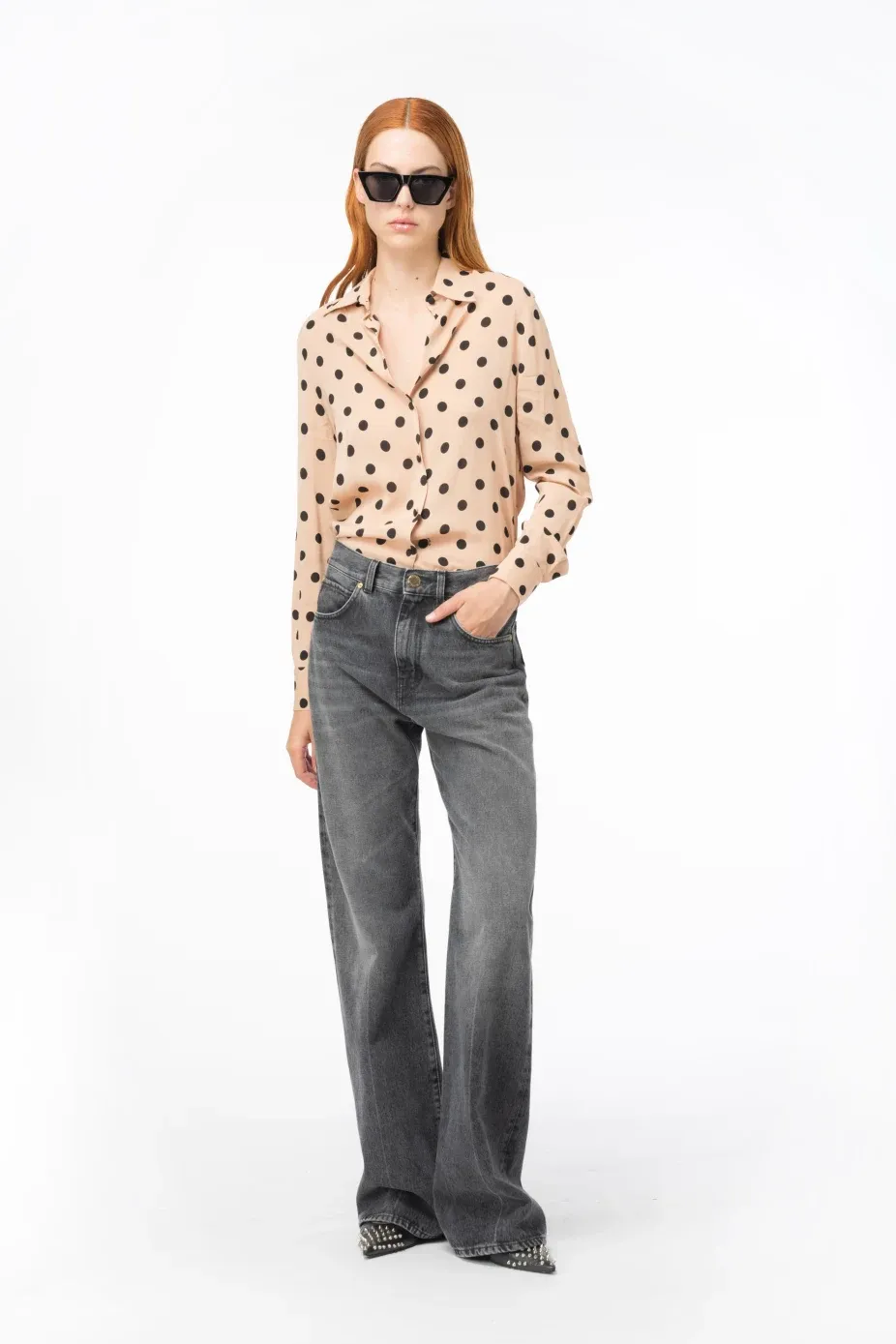 Viscose Georgette Shirt with Print / Beige