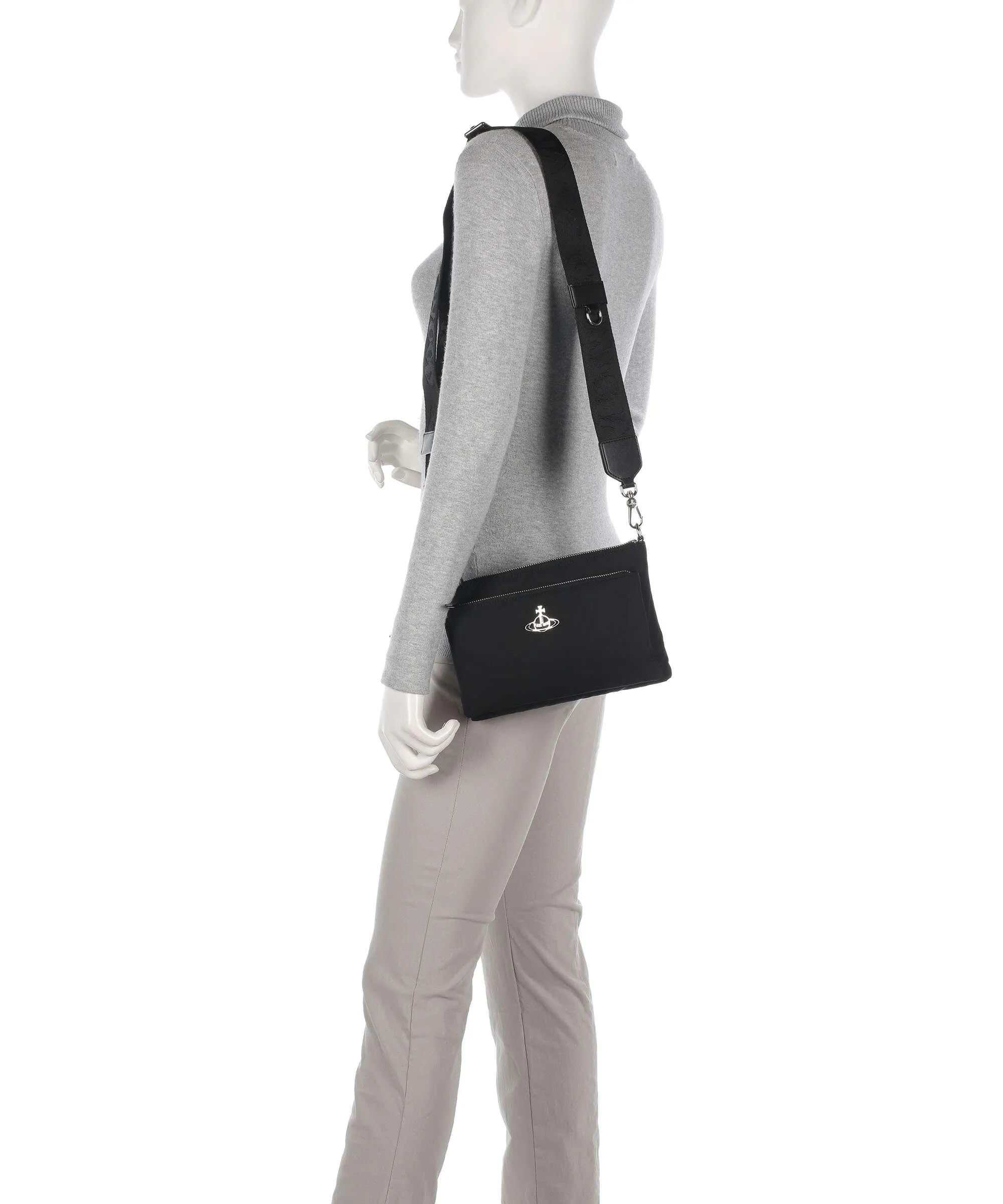  Vivienne Westwood Anna Re-Nylon Borsa a tracolla poliestere riciclato nero  